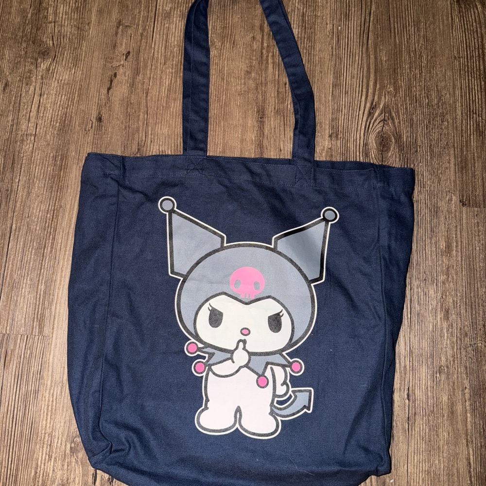 Sanrio Navy Kuromi Graphic Tote Bag with Pink Accents